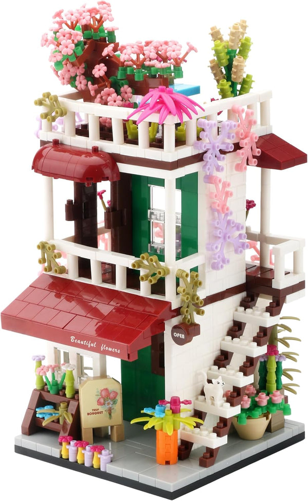 Flowers City Architecture Mini Building Block Set, Blooming Shop Hose Building Kit