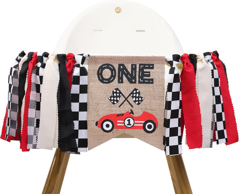 TUTOTU Race Car One High Chair Banner - Race Car 1st/First Birthday Party