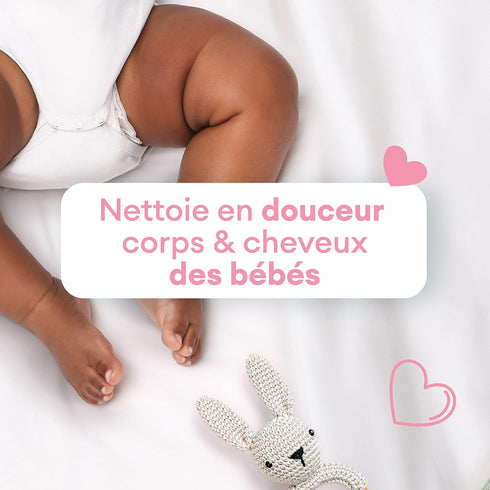 Cadum 750ml Bb Gel Nettoyant Corps et Cheveux l'Huile d'Amandes Douces Bio pour Bb