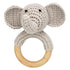 Woodland Friends Baby Rattle Shaker Toy with Wooden Teething Ring, Gray Elephant