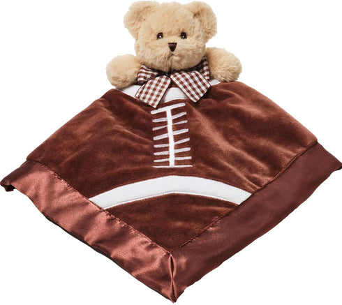 Bearington Collection Touchdown Snuggler Plush Football Lovey - 15-Inch Satin & Velour Baby Blanket