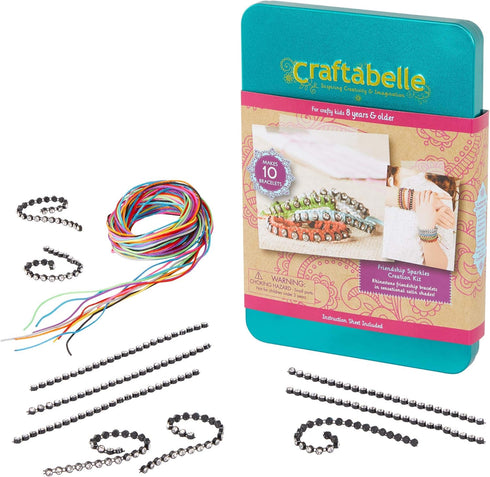 Friendship Sparkles Creation Kit, 31pc Bracelet Making Kit with Rhinestone Chains, DIY Jewelry Kits for Kids 8+