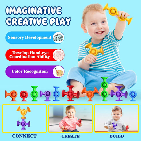 Baby Bath Toys Suction Toy: No Hole Bath Toy for Baby Toddlers Sensory Fidget Toys for Autism Fine Motor Skills Suction