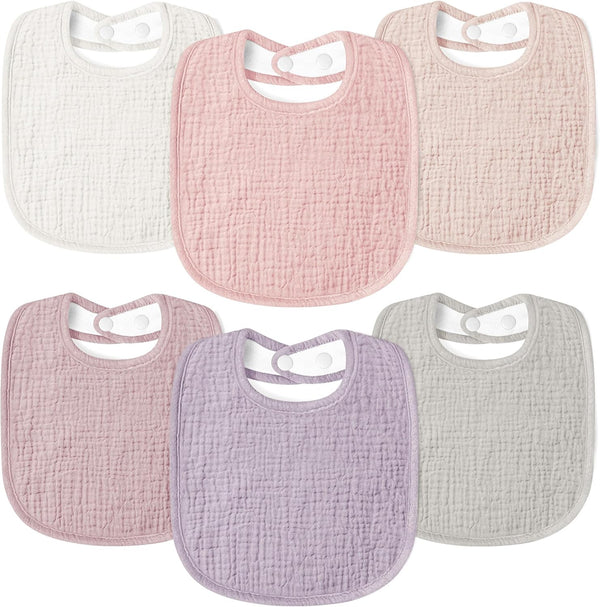 Susurration Muslin Baby Drool Bibs 6Pack Soft Square Adjustable Baby Bandana Bibs
