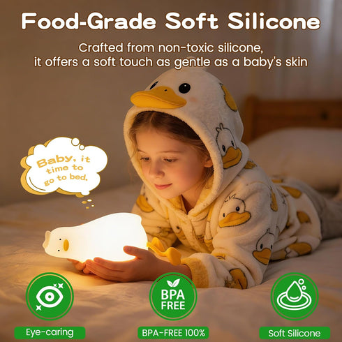 Dimmable/Rechargeable Lying Flat Duck Night Light,Cute White Elephant Gifts,Existential Crisis Duck Lamp,Silicone