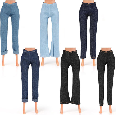 Litherr S 6 Pieces 11.5 Inch Girl Doll Clothes Accessories Classical Pants Jeans Doll