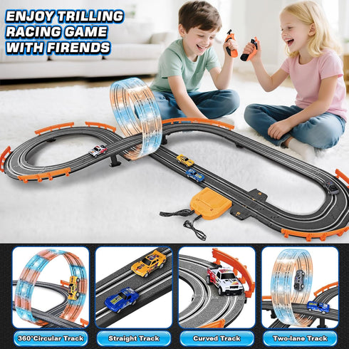 Sets 4 6 7 8-12, Set Counter Slot Car Race Track with Slot Cars, Ideal Birthday Xmas Gifts Toys for Kids Boys Ages