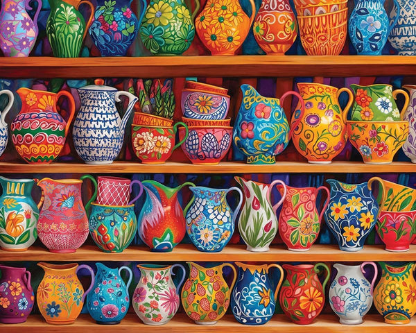 White Mountain 1000 Piece Jigsaw Puzzle Colorful Vase Collage Puzzles with Large