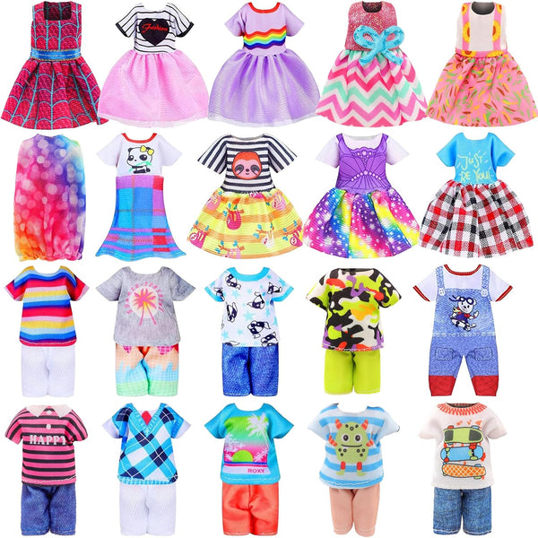 Joyfun 7 Pcs 6 Inch Girl Doll Clothes 3 Pieces Dress, 2