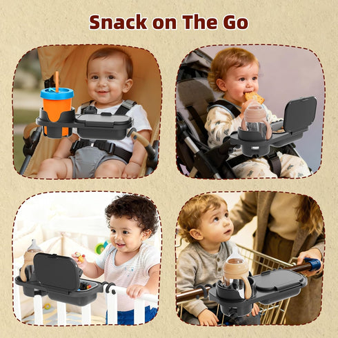 Universal Stroller Snack Tray, Compatible with Nuna Uppababy Mockingbird, Stroller Snack Tray Attachment with Cup