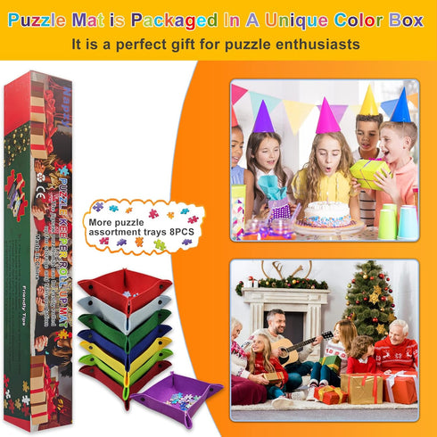 Napzy 1500 8 Puzzle Mat Roll Up for Pieces with Sorting Trays, Portable Puzzle Board Storage Organizer, Non-Slip Mat