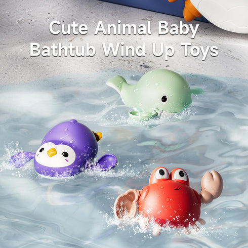 TUMAMA Baby Bath Toy - Bath Bubble Maker Machine with Music, 3 Bathtub Wind-Up Toys for Toddlers (Orange)