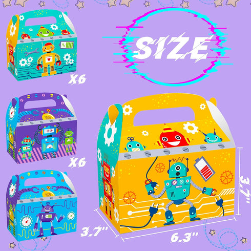 12 LaVenty PCS Robot Birthday Party Favors Boxes Robot Birthday Party Supplies Robot Birthday Party Favors Bags Robot