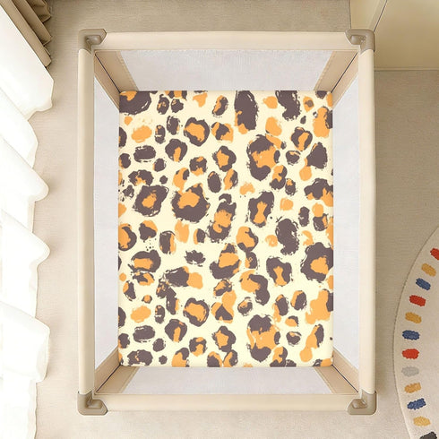 Bseiialft 52 28 Abstract Leopard Print Crib Sheets for Boys Girls Soft and Breathable Cotton Baby Sheets for Standard