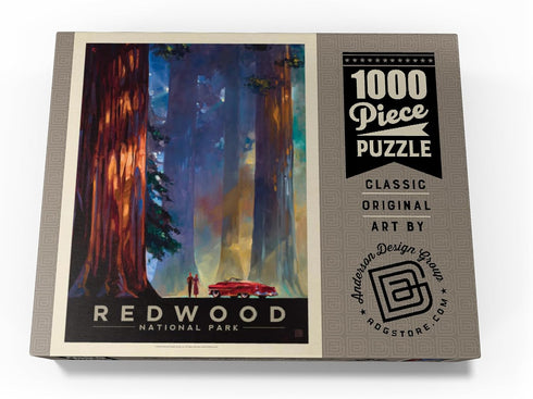 MyPuzzle Redwood National Park: Among The Giants, Vintage Poster - Premium 1000 Piece Jigsaw Puzzle for Adults