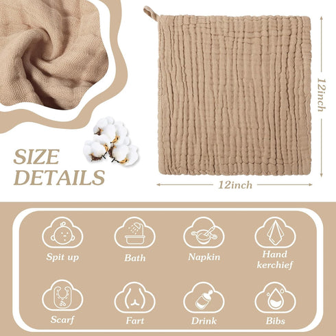8 12 12 Inch 4 SmoothNovelty Pcs Baby Washcloths for Newborn x Muslin Face Towels Cotton Absorbent for Delicate Skin