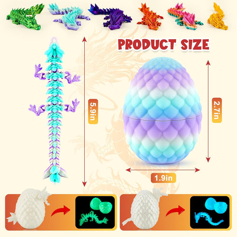 12PCS 3D 3D ENJOYJOY Printed Dragon Eggs, Easter Egg Fillers for Easter Basket Stuffers, Unique Surprise Printed