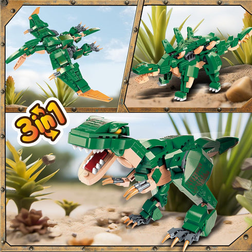 STEM 3 in 1 Dinosaurs Building Blocks Toys for Kids Age 6-10, Educational Compatible with Lego, Best Gifts for Boys