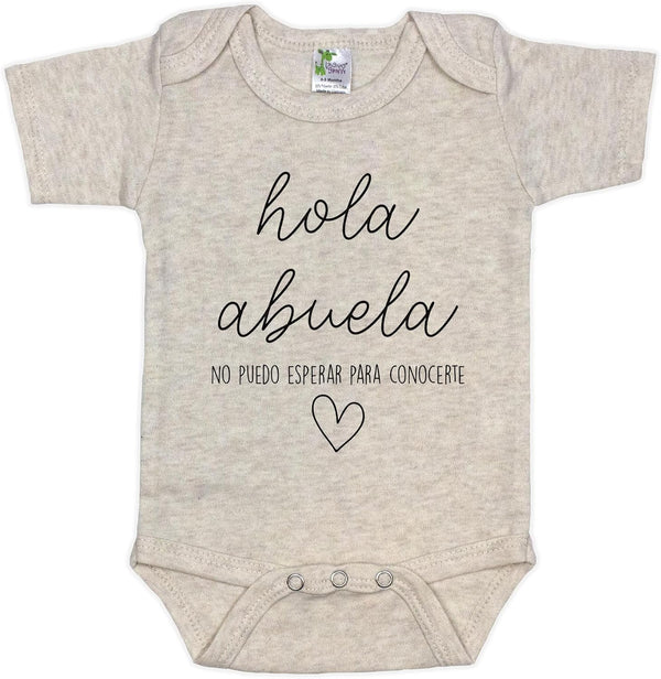 Pineapple Pancake Kids Hola Abuela Spanish Pregnancy Announcement Infant Bodysuit Gift for Grandma