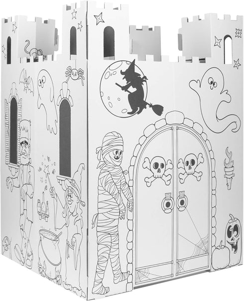 Easy Playhouse Haunted Castle, Kids Art & Craft for Indoor & Outdoor Fun, Decorate a Cardboard Fort