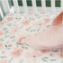 Crane Baby Soft Cotton Crib Mattress Sheet, Fitted for Cribs and Toddler Beds, Pink Floral, 28”w x 52”h x 9”d