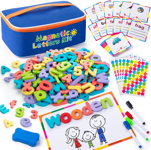 Sundaymot Magnetic Alphabet Letters Kit310 Pcs with Magnetic Board and Organizer Bag,