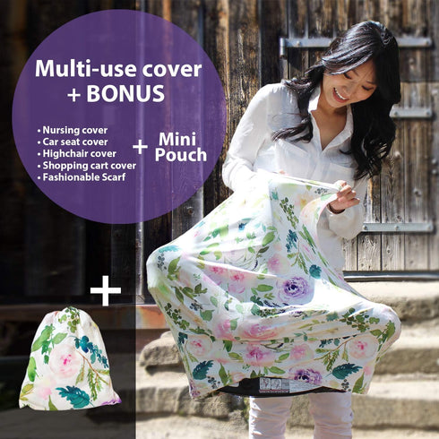 Pobi Baby Premium Multi-Use Cover - Nursing, Car Seat, Shopping Cart, High Chair, and Breastfeeding Cover - Ultra-Soft