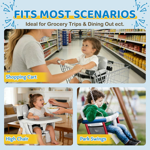 Portable Baby Shopping Cart Seat, High Chair Cover for Outdoor Hygiene and Safety, One-Hand Installation Cart Seat