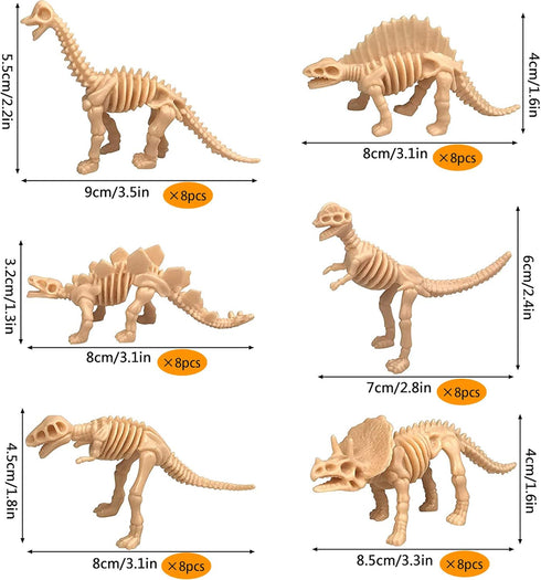 PPXMEEUDC 48PCS Dinosaur Fossil Skeleton Dinosaur Skeleton Toys Dino Sand Dig Party Favor Decorations