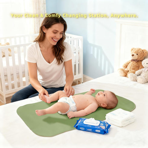 Elantrip Changing Pad for Bed - Leather Changing Pad for Baby, Portable Baby Changing Mat Travel, Compact Diaper Change