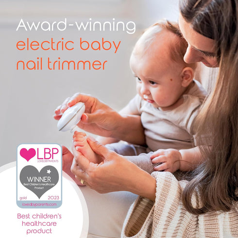 Cherish Baby Care Electric Baby Nail Trimmer, Automatic Safety Stop, BPA-Free, Includes 4 File Pads