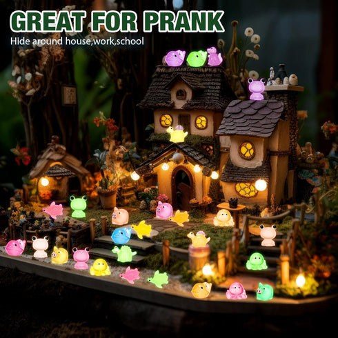 Barydat 400 Pcs Mini Resin Animals Figures Bulk for Crafts, Pranks, and Garden Decoration - Luminous Mini Toys
