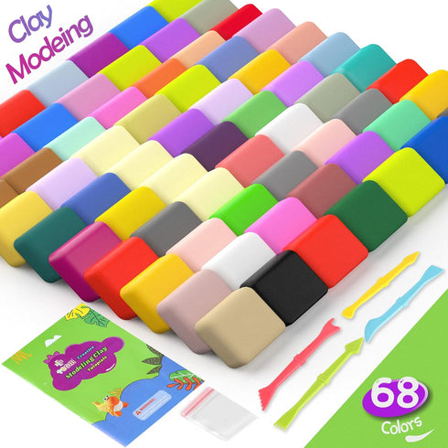 68 3-12 Air Dry Clay for Kids,Modeling Clay Kit Colors with Sculpting Tools,Model Magic Clay, Arts and Crafts Gift