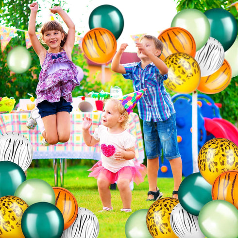 Liliful 24 Pieces Jungle Balloons, 12 Inch Animal Print Balloons, Safari Theme Party Decorations, Jungle Theme Party