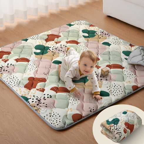 Blissful Diary Portable Baby Play Mats for Floor, Thicker Cushioned Foldable Baby