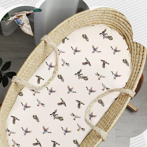 4 Pack 32 16 4 Inches Set CroBlissful Mallard Duck Bassinet Sheets x x Hunting Stretchy Neutral Fitted Sheets Mallard
