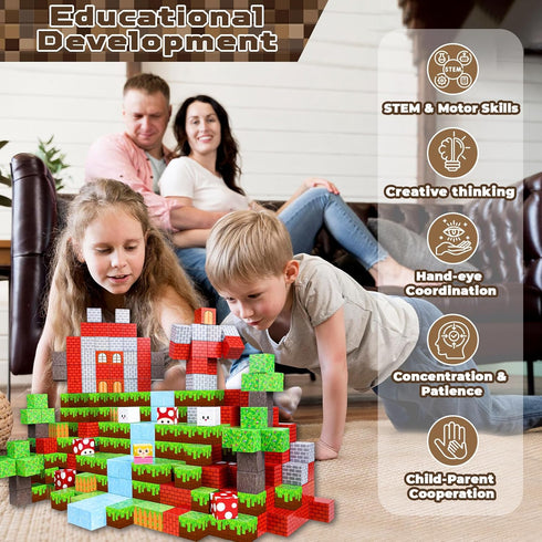 Magnetic Blocks - 100PCS Magnetic Toy World Set - Building Blocks for STEM Montessori Sensory Play for Ages 3-10