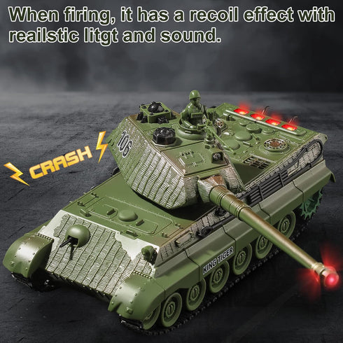 Bvrorere WW2 1:28 9 6 7 8 9 10 RC Tank, Remote Control German King Tiger Army Tank Toys, Scale Channels RC Military