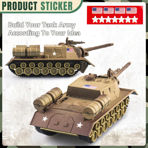 US Army Tank and Army Men Toys Playset, 2pc US Tank Models with 10pc Toy Soldiers, Ideal Military Toy Set