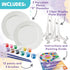 2 12 2 2 MindWare Paint Your Own Porcelain Plates - Kit Includes Porcelain Plates, Paints, Paint Brushes, and Stands