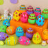 24 3.15'' JOYIN Toy PCs Plastic Printed Bright Easter Eggs, Over Tall Fillable Empty Eggs Bulks for Easter Hunt, Basket