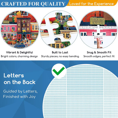 VoYouTwo 500 500 Piece Puzzle for Adults | Town in Autumn Street Puzzle | Recycled Cardboard Fall City Landscape Jigsaw