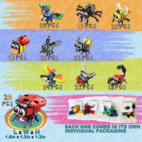 NIEXEBUJO 30 Pack (758 6-12 Animal Building Blocks PCS) - Bulk Party Favors - Easter Basket Stuffers, Classroom Prizes