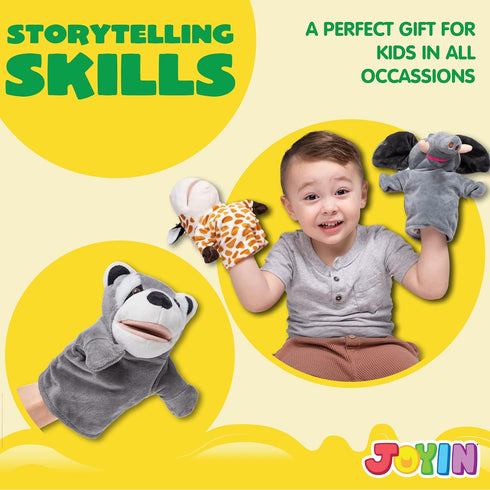 JOYIN 6Pcs Kids Hand Puppet Set - Toddler Animal Plush Toys for Show Theater, Birthday Gifts