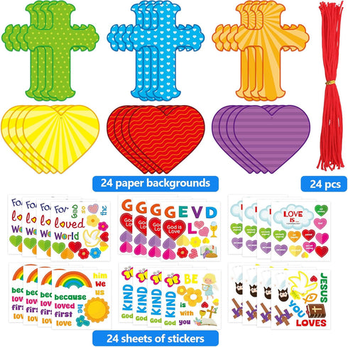 24 Sets John3:16 ceiba tree Religious Sunday School Crafts He is Risen DIY Christian Bible Jesus Scene Stickers Make