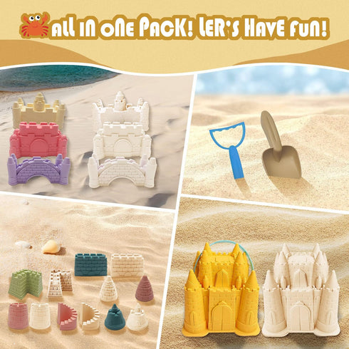 12 IOKUKI Beach and Sand Castle Kit, PCS Sand Toys for Kids Outdoor with Sand Castle Bucket, Molds, Rake and Shovel