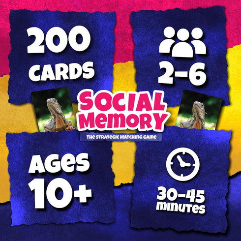 2-5 Social Memory - Strategic Twist On Classic Memory Game! Great for Grandkids, Engaging Matching Cards for Families
