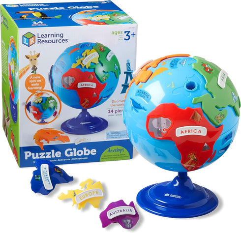 Learning Resources Puzzle Globe - 14 Pieces, Educational Earth Globe for Kids, Preschool Learning Toys for Ages 3+