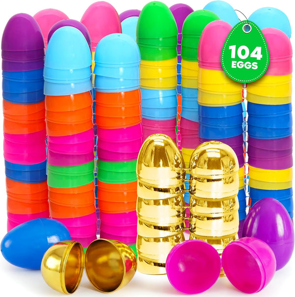 Taboom Bulk Easter Plastic Eggs 104 Count 2.3 Inch Empty Colored &