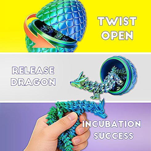 12PCS 3D 3D Printed Dragon Eggs, Easter Basket Stuffers for Kids, Prefilled Easter Eggs with Dragon Fidget Toys